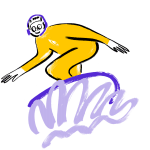An illustration of a surfer riding the waves