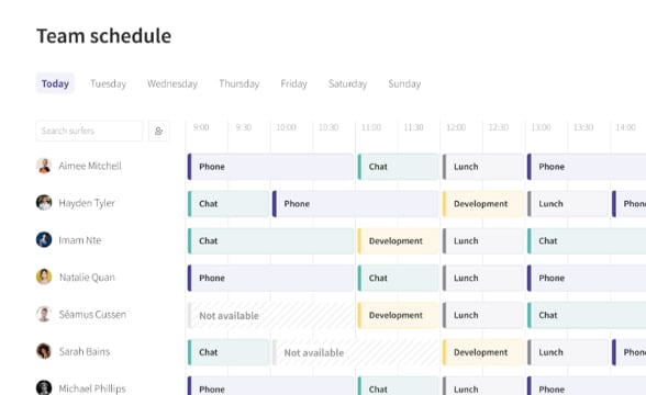 graphic of the team schedule view within surfboard