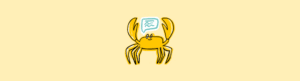 illustration of crab holding a message icon