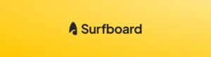 surfboard logo black on yellow background