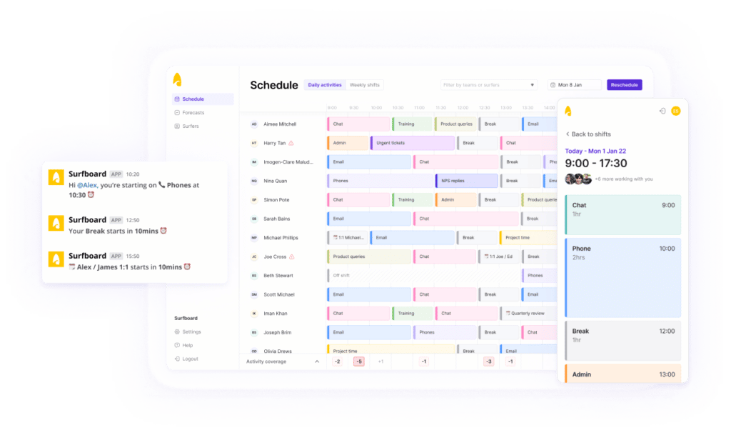 Slack feature sitting inside the surfboard product screenshot