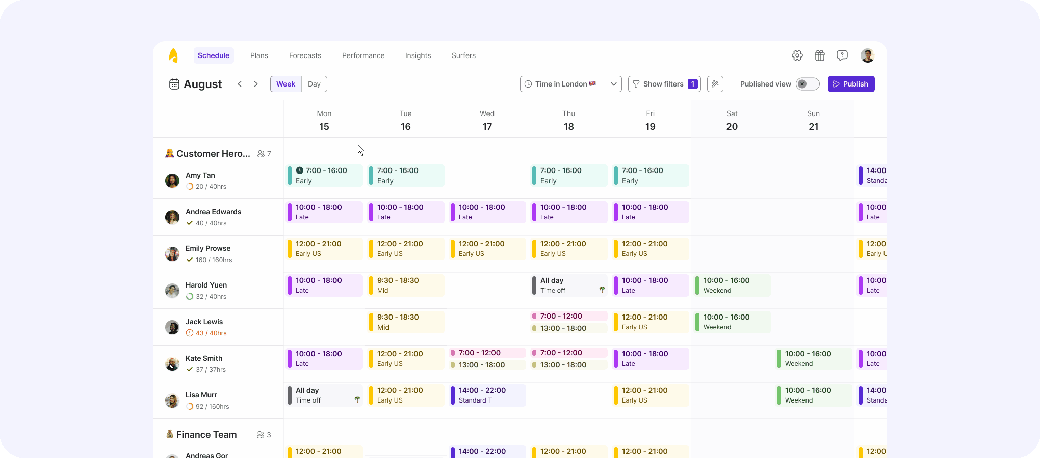 Manage and review schedule change requests in Surfboard