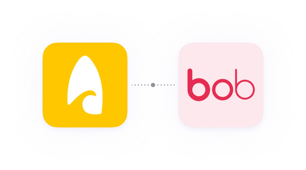 Surfboard and HiBob logos connected